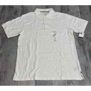 NEW Arizona Jean‎ Company Polo Shirt Mens Medium Ivory Cotton Preppy School Y2K